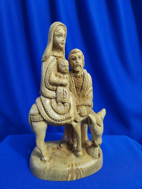 Vintage Olive Wood Carving Featuring the Holy Family