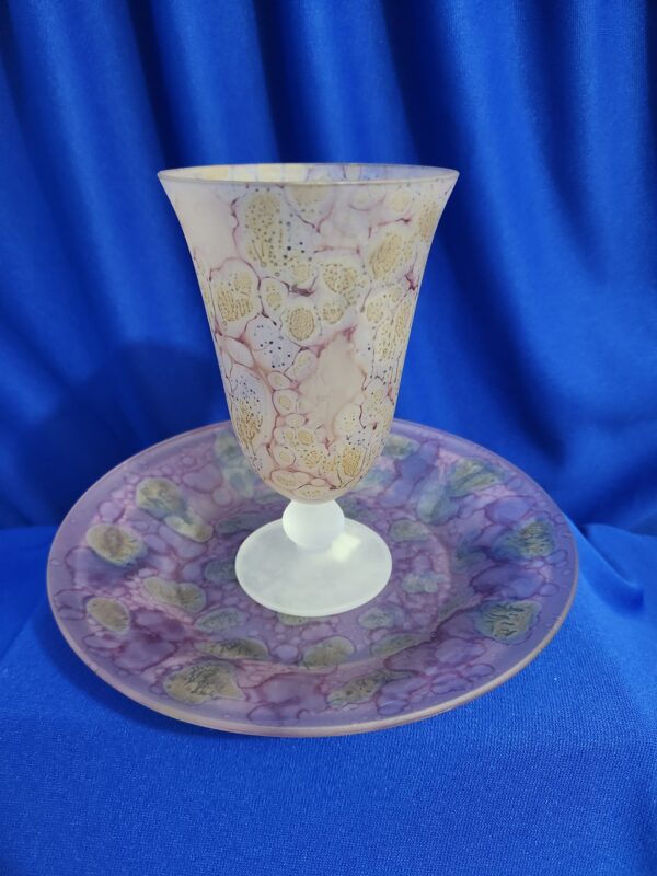 Satin Frosted Glass Goblet and plate